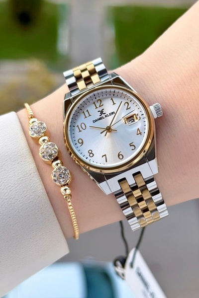 Daniel Klein Gold Gümüş Renk 30 Mm Kadın Kol Saati ve Bileklik