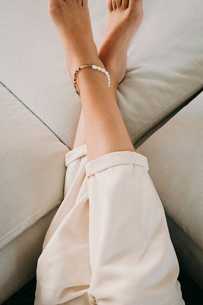 MİRSTAR Bead Detailed Genuine Pearl Adjustable Anklet
