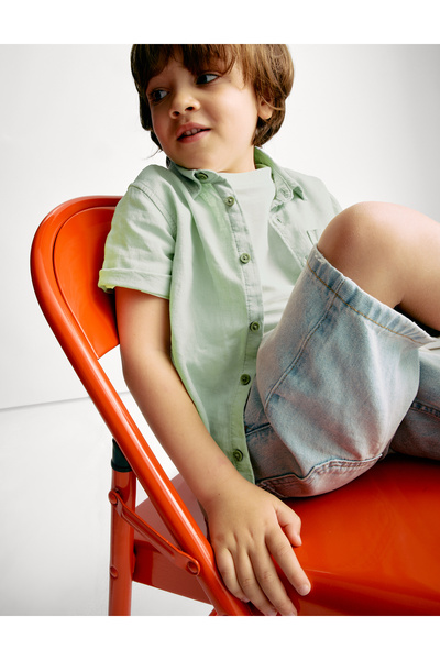 Marks & Spencer 2'li Pamuk Keten Gömlek ve T-Shirt Takımı (2-8 Yaş)