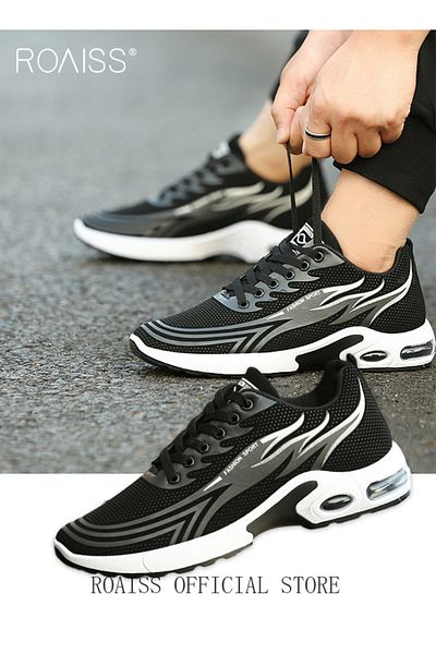 ROAISS New Men Lace up Front Colorblock Sneakers Sport Outdoor Canvas Skate Shoes INS Trendy Casual Lightwe