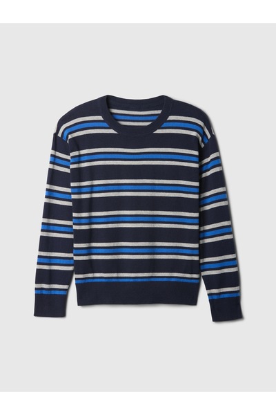 GAP Erkek Çocuk Lacivert Desenli Intarsia Kazak