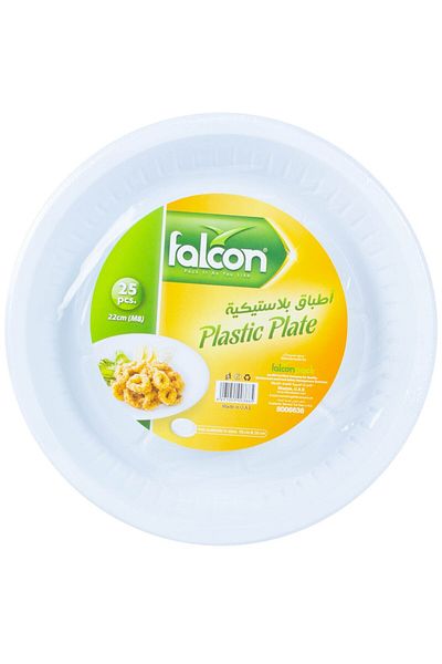 Falcon Plastic Plates 22cm – Pack Of 25 Durable Disposable Plates For Everyday Use