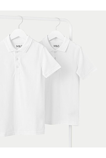 Marks & Spencer Saf Pamuklu 2'li Polo Yaka T-Shirt (2-16 Yaş)