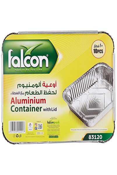 Falcon Aluminium Container With Lid 750ml – 10pcs | Durable, Oven-Safe Foil Trays