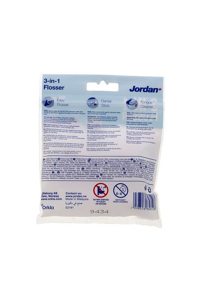JORDAN 3in1 Dental Flossers 36 Pcs Floss, Pick & Tongue Cleaner For Complete Oral Care