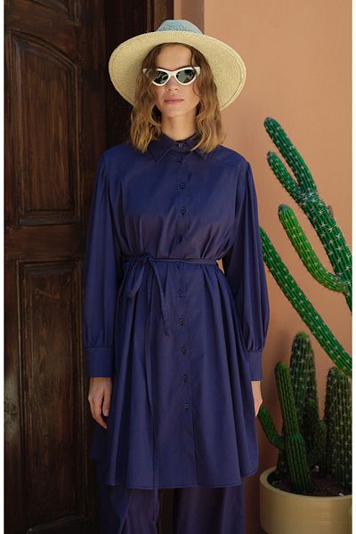 Fatma Atasoy Cămașă oversize din bumbac bleumarin