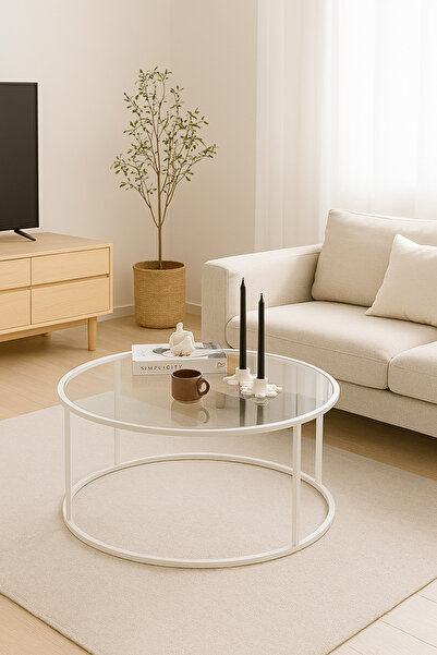 DEKOPRATİK Beyaz Berlin Orta Sehpa 80cm