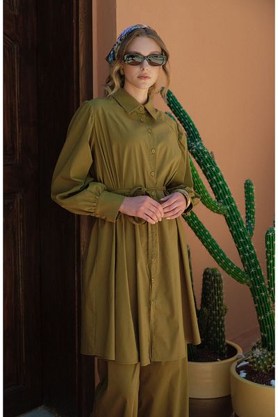 Fatma Atasoy Cămașă oversize din bumbac verde ulei