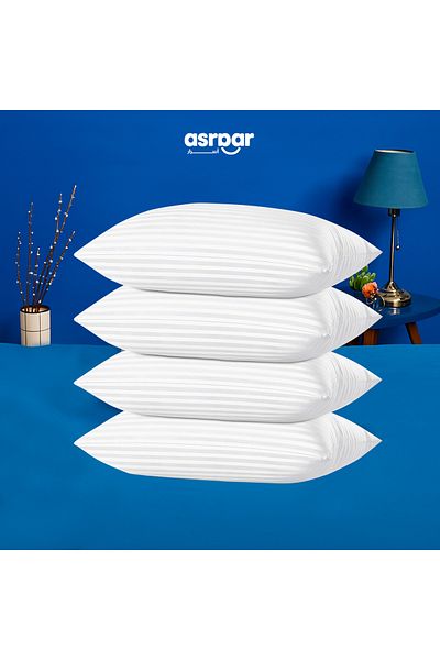 Asraar Package 4-Piece| Microfiber Bed Pillows 20 cm Thick With Stripes, Standard Size 1000 gr 75x50 cm