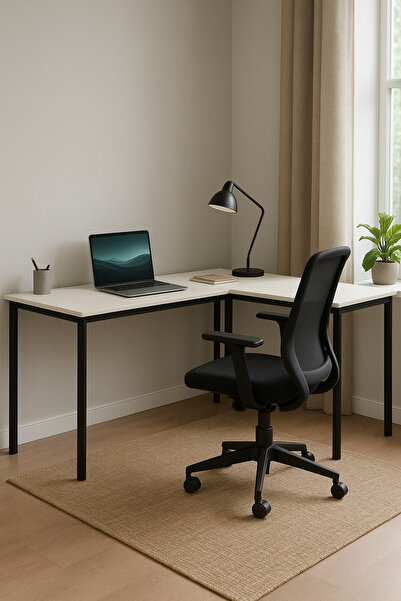 DEKOPRATİK Viva L Çalışma Masası Bilgisayar Masası Ofis Masası 150x55 Beyaz