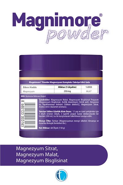 Magnimore مسحوق المغنيسيوم بنكهة الكراميل 60 حصة سيتريد مالات بيسجليسينات