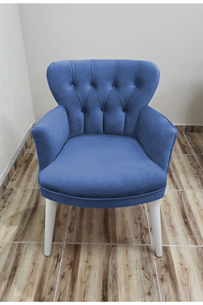 Azra Aksesuar Berjer - Tekli Koltuk - Ahşap Ayak - Nubuk Kumaş - Beyaz Ayak -...