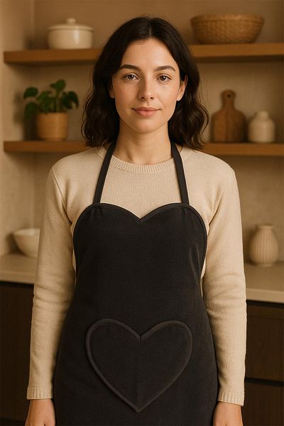 Ender Home Kitchen Apron Adjustable Velvet Towel with Hanger and Heart Pocket