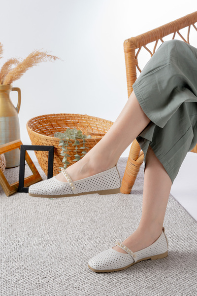 Slipcat Women's Black Skin Pearl Ballerina Home and Outdoor Shoes