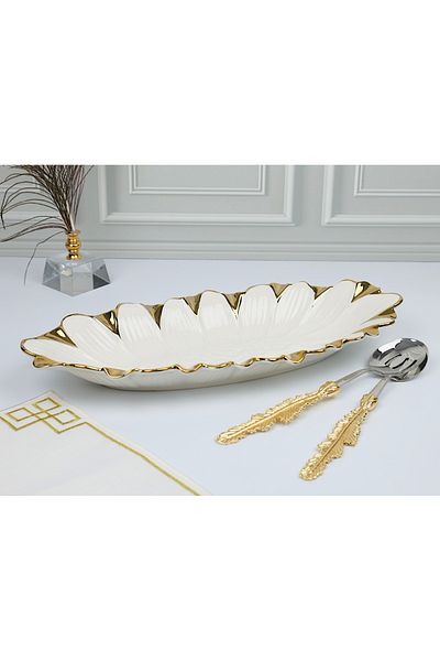 ROY KING Flora Gold Oval Deep Presentation Plate 44*20*6 cm