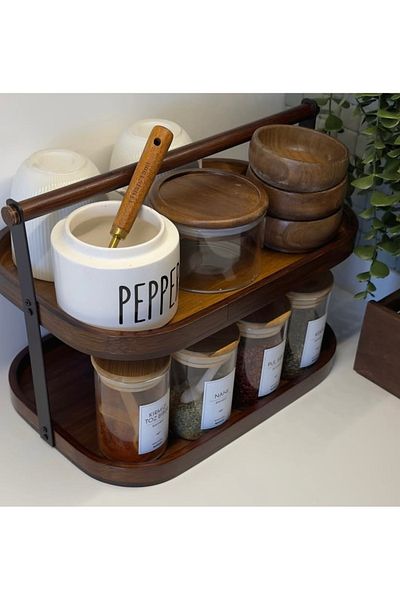 magical dreams Acacia Double-Decker Counter Top, Coffee Corner Stand