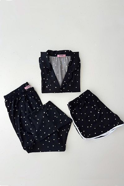 pouq Midnight 3-Piece Pajama Set Black