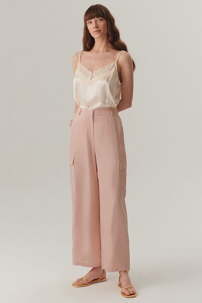 Exquise High Waist Modal Fabric Powder Cargo Pants