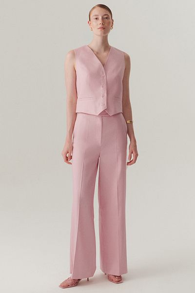 Exquise Comfortable Fit Powder Linen Trousers