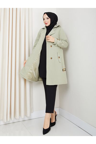 RACE FASHİON Trench pentru femei, cu două piept, căptușit, impermeabil, din in Rc3089