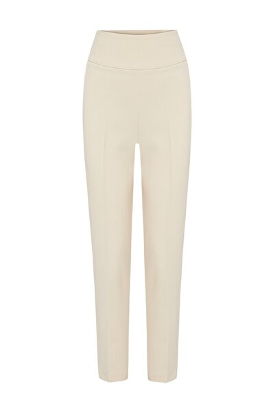 Exquise Straight Cut Regular Bone Trousers with Back Waist Detail
