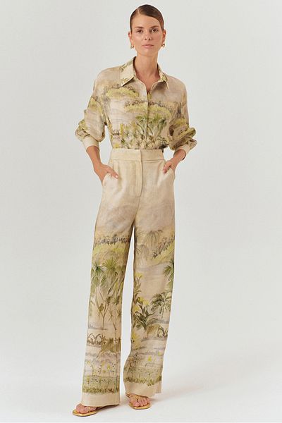 Exquise Tropical Patterned Palazzo Pants