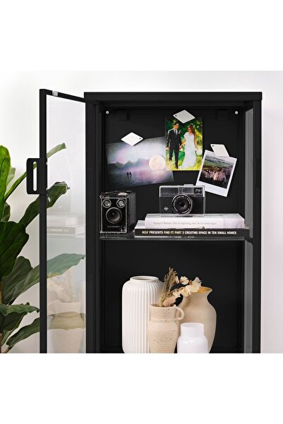IKEA Camlı Vitrin, Çelik, Genişlik: 42 cm  Derinlik: 37 cm  Yükseklik: 155 cm