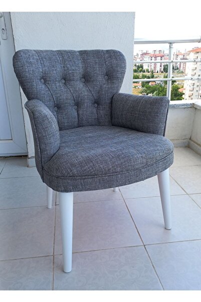 Azra Aksesuar Berjer-koltuk-berjer Koltuk -balkon Koltuğu-keten- Açık Gri