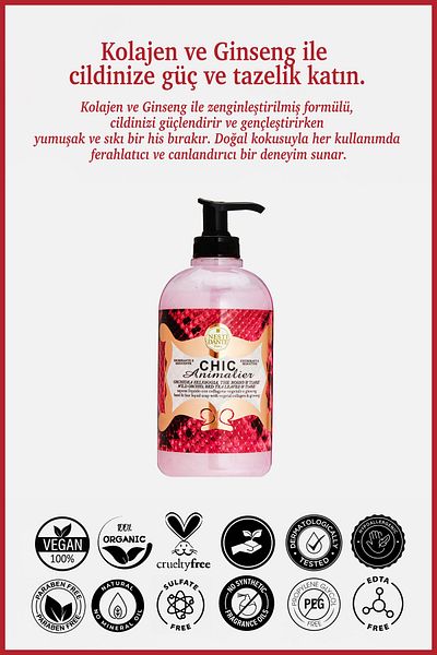 Nesti Dante Pyton Red 500ml Liquid Soap - Strengthening and Anti-Aging L Collagen and Ginseng