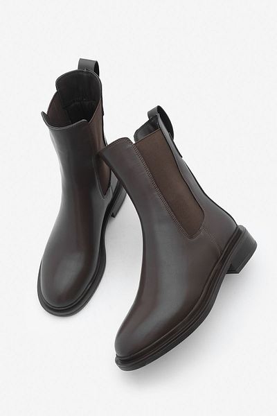 Marjin Brown Elastic Chelsea Women's Boots