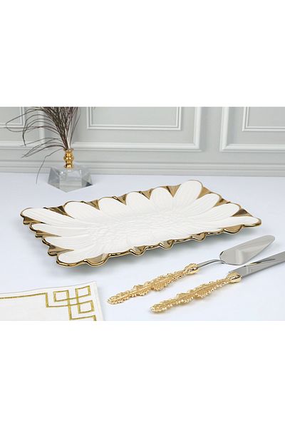 ROY KING Flora Gold Dikd.Sunum Plate 37*23 cm