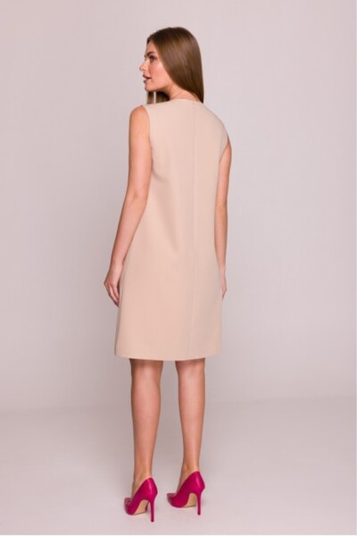 Stylove Simple midi dress without sleeves - beige