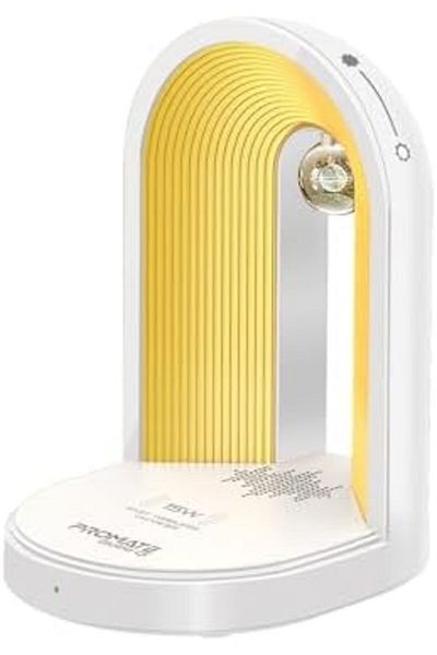 Promate LED Night Lamp with Premium 15W Qi Wireless Charger, Bluetooth Speaker, Adjustable Brightnes