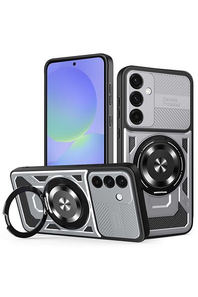 SKYDDAR INNOVATION Case for Samsung Galaxy A36 5G / A56 5G, RuggedCam, Anti-shock magnetic ring, sticker set, Gray