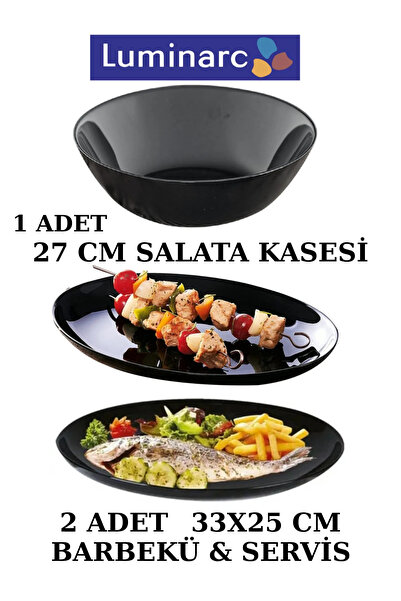 MADAME LUDA Luminarc Diwali Serisi-siyah 2 Adet 33x25 Cm.(BARBEKÜ-SERVİS)taba...
