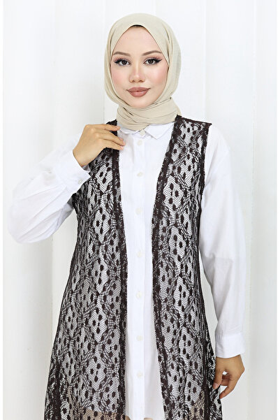 sefamerve Lace Slim Fit Vest 8761-02 Brown