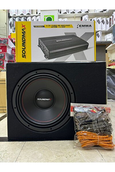 Soundmax Paket Set Sx-rt12 30cm Bass 400rms Sx-3000.4ab 4kanallı Anfi Plc Kab...