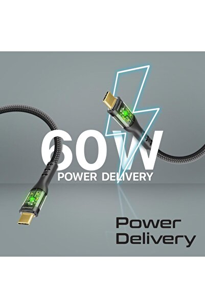 Promate كابل USB-C، كابل Type-C فائق السرعة، 60 واط مع شحن متزامن بسرعة 480 ميجابت في الثانية، غلاف شفاف أنيق