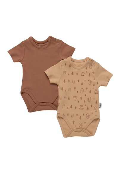 Tongs Baby Baby Boy Snap Fastener Bodysuit with Teddy Bear 2 Pack