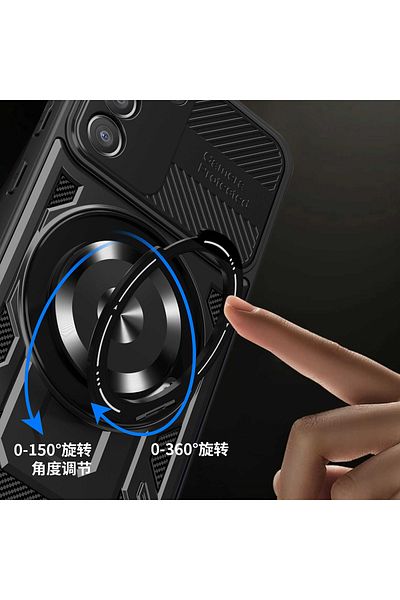 SKYDDAR INNOVATION Case for Samsung Galaxy S23, RuggedCam, Shockproof magnetic ring, sticker set, Gray