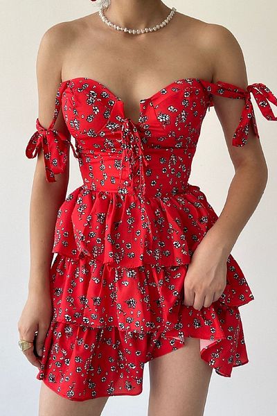 Özel Tasarım Rochie cu bretele Fustă Rochie cu volan Rochie sustinerea sanilor Rochie mini Rochie florala Rochie cu modele