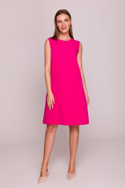 Stylove Simple midi dress without sleeves - pink