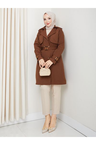 RACE FASHİON Trench pentru femei, cu două piept, căptușit, impermeabil, din in Rc3089