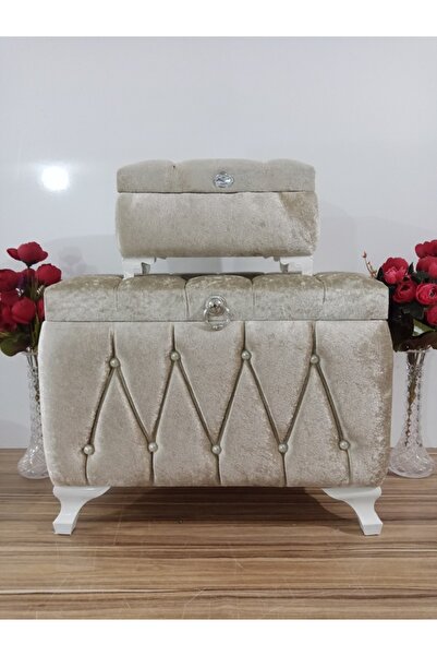 Sandık Dünyası Gelin Sandığı Damat Nişan Bohça Çeyiz Sandık 2li 0309