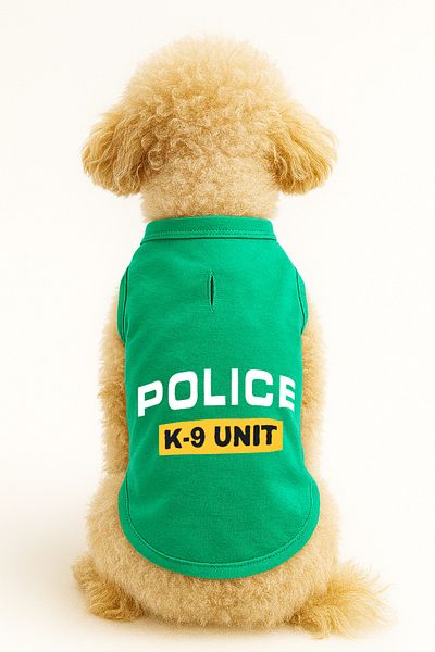 MPZ Pets Cat and Dog Outfit & Gown - Green Police K-9 Unit Undershirt