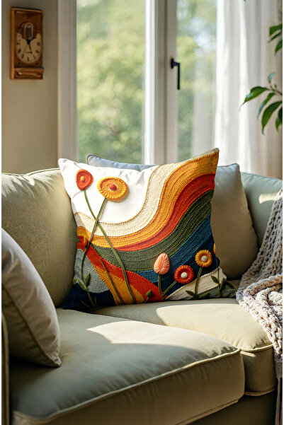 CANİLA 2 db-os SZETT - Többszínű párnahuzat szőtt és hímzett mintával, digitális nyomtatott párnahuzat