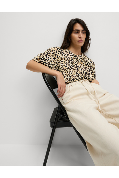 Marks & Spencer Leopar Desenli Büzgülü Yaka Bluz