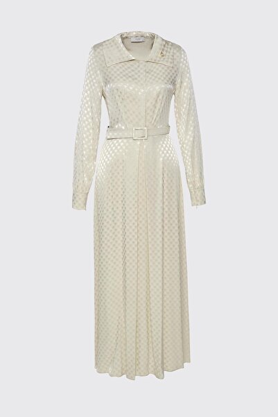 Zühre Φόρεμα με λεπτομέρεια από πέτρα με ζώνη Jacquard E-0489