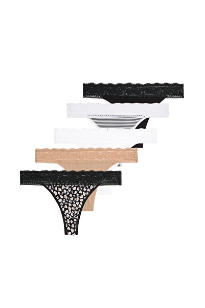 Marks & Spencer 5’li Pamuk ve Dantel Desenli Tanga Seti