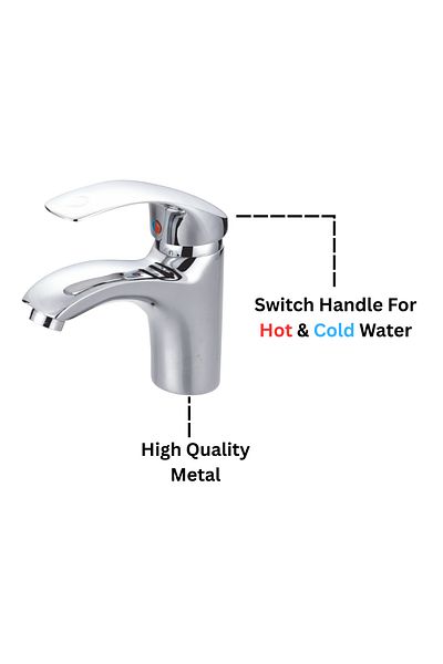 itg Premium Hot & Cold Basin Mixer Faucet – Chrome-Plated Tap for Bathroom & Kitchen | 5-Year Guar